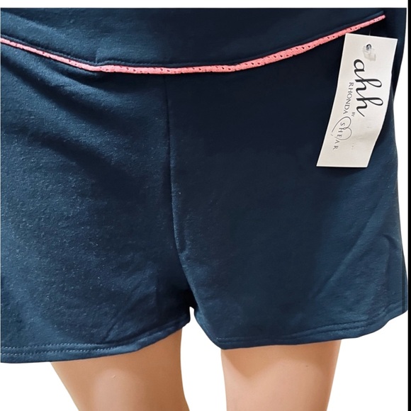 RHONDA SHEAR TWO-PIECE PAJAMA SET  SHORT PANTS WOMENS NAVY BLUE COLOR SIZE XL - Picture 9 of 14